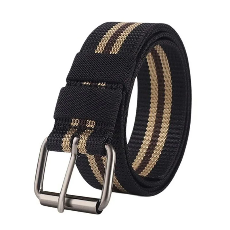 Men's Casual Canvas Belt - Pin Buckle Canvas Strap, Durable and Sturdy Trouser Belt