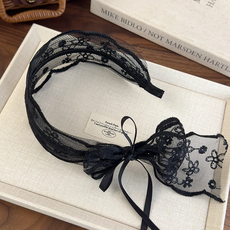 Headbands for Women Pastoral Style Wide Lace Hair Hoop Hairbands Lace Floral Bow Hair Bands Female Headwear Hair Accessories 1pc