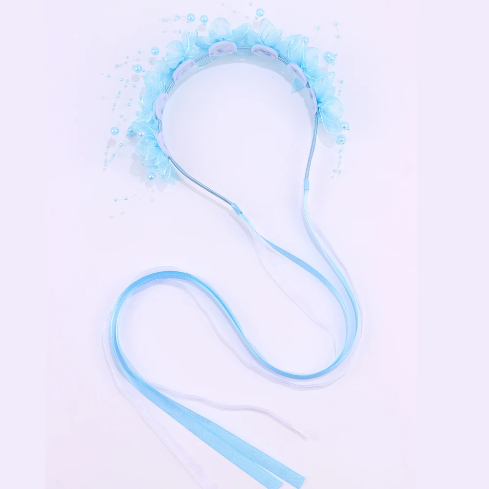 Fairy Flower Headband Sweet Lovely Girl Lace Floral Pearls Hair Hoop For Princess Wedding Birthday Headwear Accessories Gifts