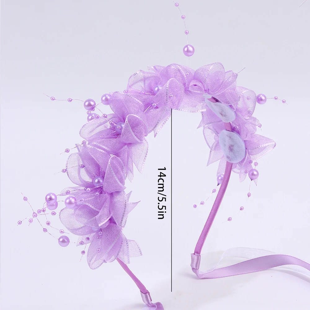 Fairy Flower Headband Sweet Lovely Girl Lace Floral Pearls Hair Hoop For Princess Wedding Birthday Headwear Accessories Gifts