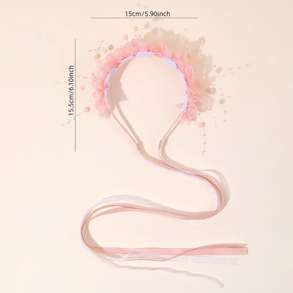 Fairy Flower Headband Sweet Lovely Girl Lace Floral Pearls Hair Hoop For Princess Wedding Birthday Headwear Accessories Gifts