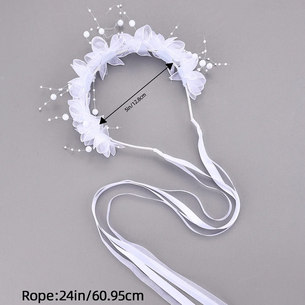 Fairy Flower Headband Sweet Lovely Girl Lace Floral Pearls Hair Hoop For Princess Wedding Birthday Headwear Accessories Gifts