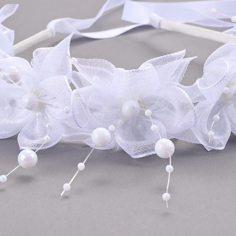 Fairy Flower Headband Sweet Lovely Girl Lace Floral Pearls Hair Hoop For Princess Wedding Birthday Headwear Accessories Gifts