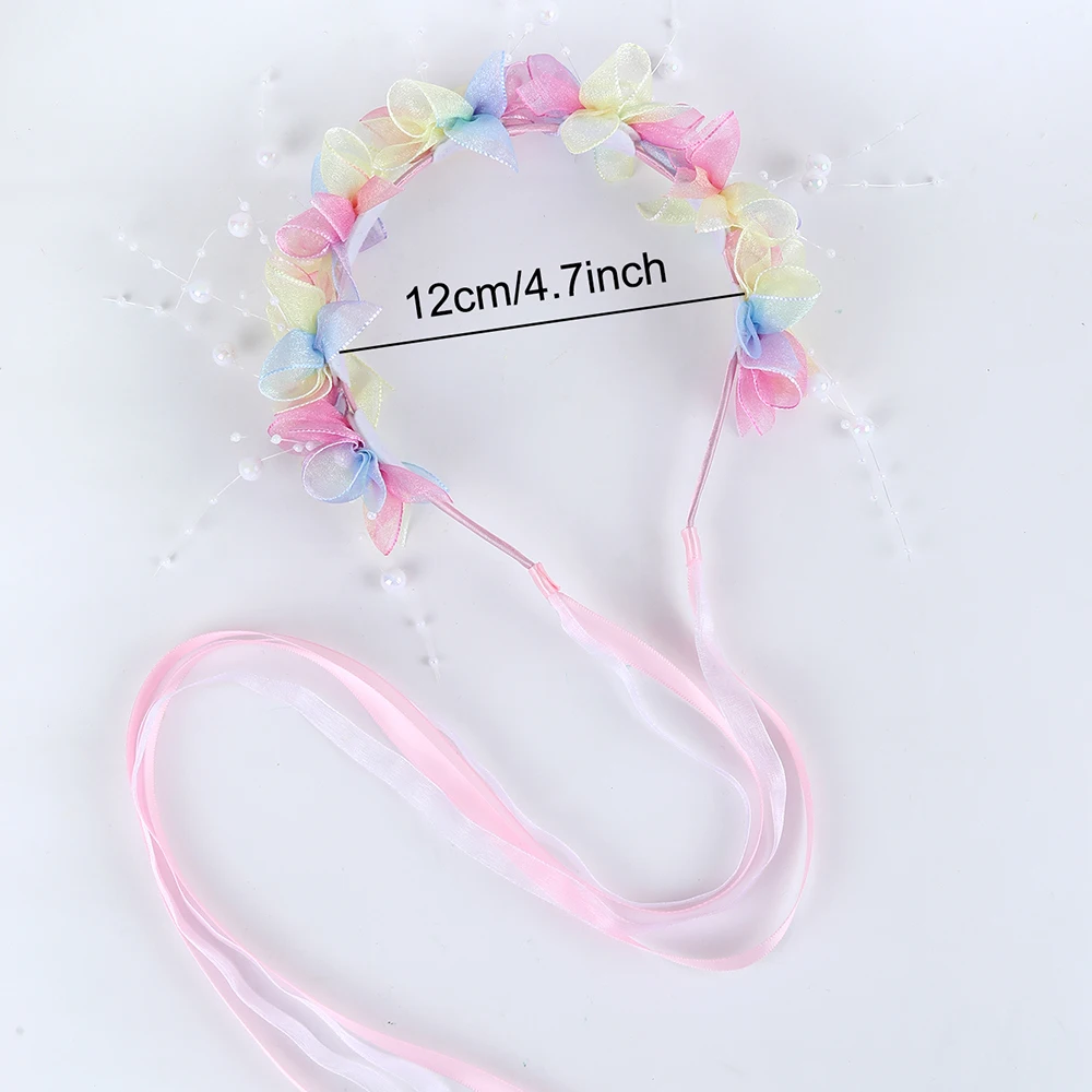 Fairy Flower Headband Sweet Lovely Girl Lace Floral Pearls Hair Hoop For Princess Wedding Birthday Headwear Accessories Gifts