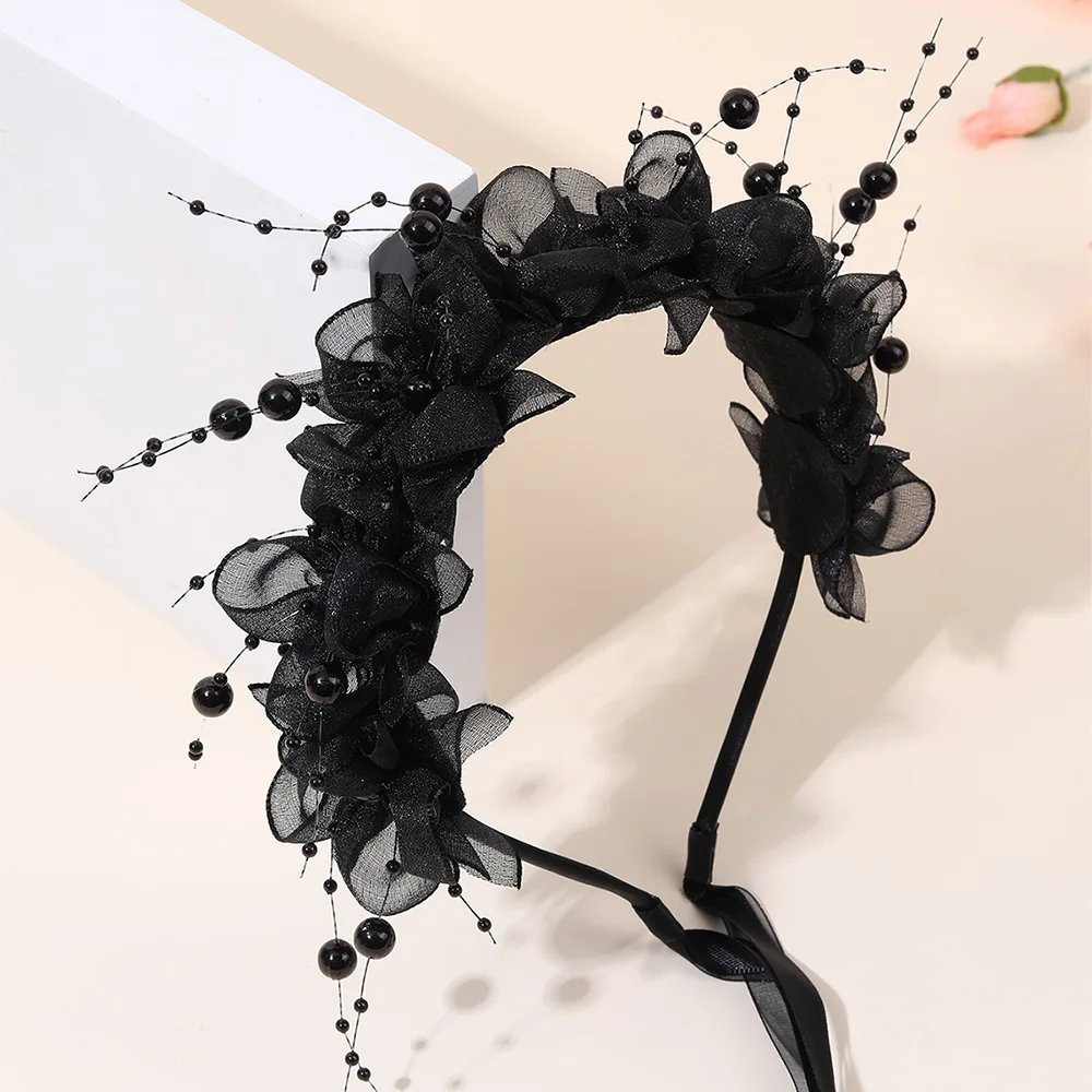 Fairy Flower Headband Sweet Lovely Girl Lace Floral Pearls Hair Hoop For Princess Wedding Birthday Headwear Accessories Gifts
