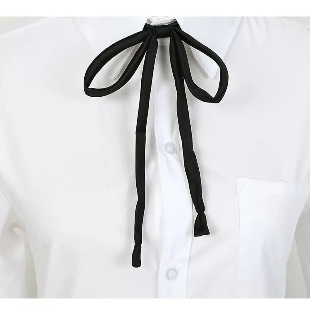 Simple Solid Color Neck Tie Thin Satin Bowtie Ribbon Knot Ladies Girl