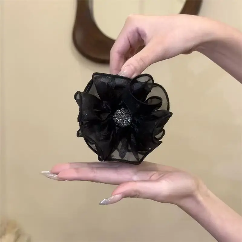 1 Pcs Women's Hair Claw Korean Rhinestone Flower Bow Lace Elegant Sweet Gentle Hair Grabs Versatile Hair Accessories For Girl