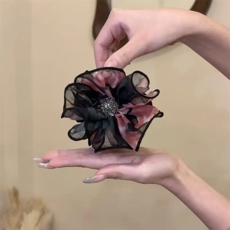 1 Pcs Women's Hair Claw Korean Rhinestone Flower Bow Lace Elegant Sweet Gentle Hair Grabs Versatile Hair Accessories For Girl