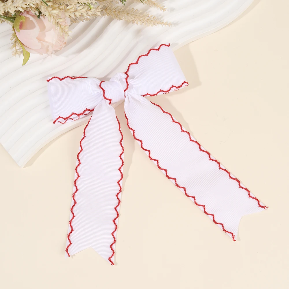 Navy Blue Ribbon Bow Hair Clip Satin Fabric Hairpin Elegant Hair Accessory For Women Girls Sweet Party Daily Headdress Headwear