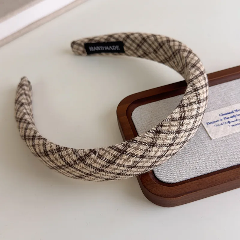 Retro Hair Hoop Headbands for Women Girls College Style Plaid Hairbands Female Fashion Hair Bands Hair Accessories Headdress 1pc