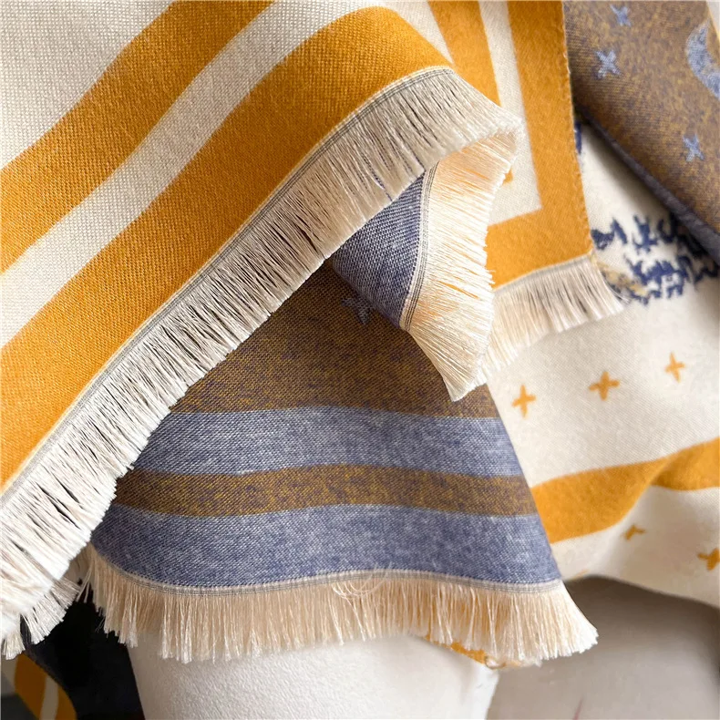 Luxury Horse Print Thick Cashmere Blanket Women Scarf Warm Pashmina Shawl Winter Wraps Bufanda New Design Poncho Echarpe Female