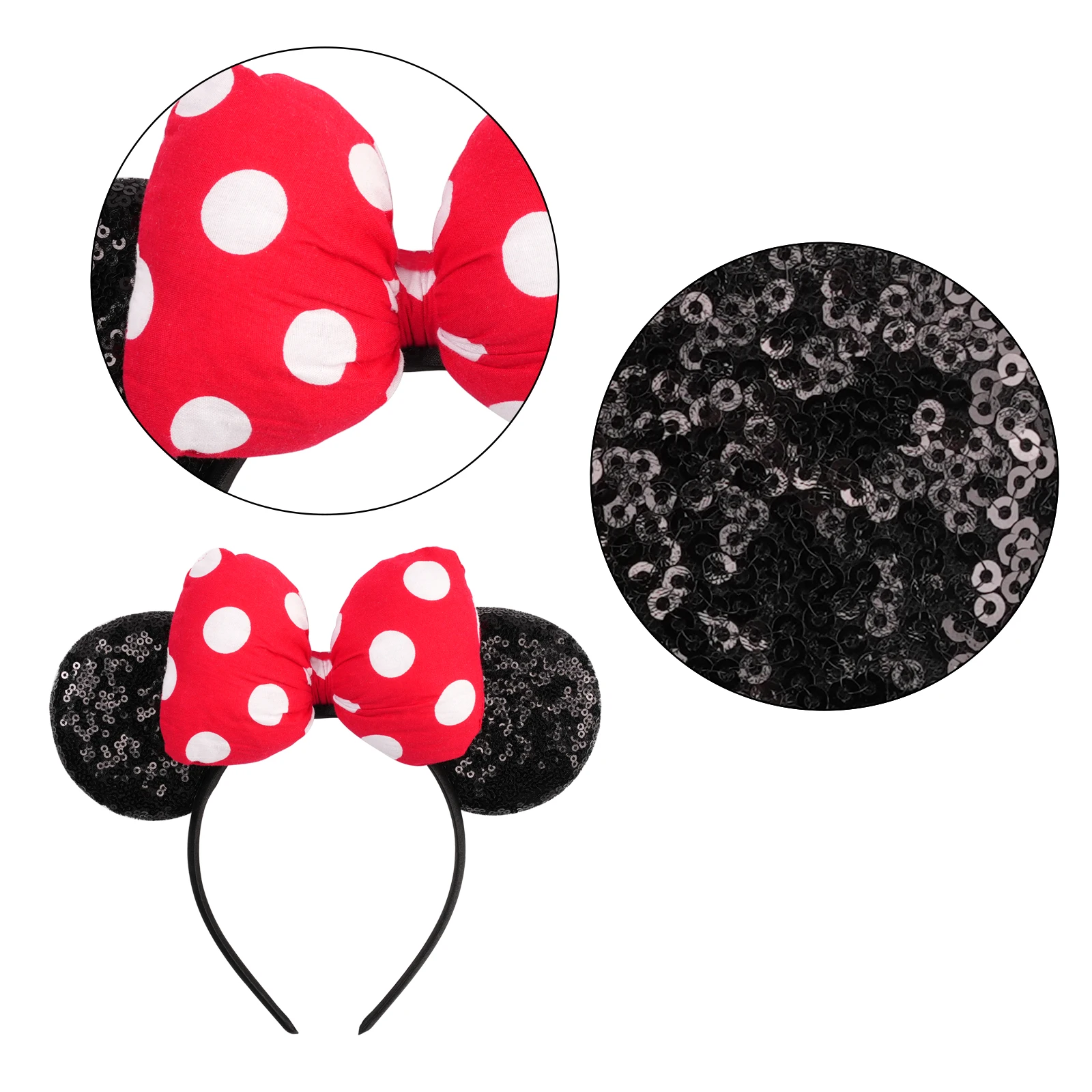 2026 New Cartoon Big Size Classic DOT Sequin Bow Headband For Women Party Girl Hairband Festival Park Trip DIY Hair Accessories
