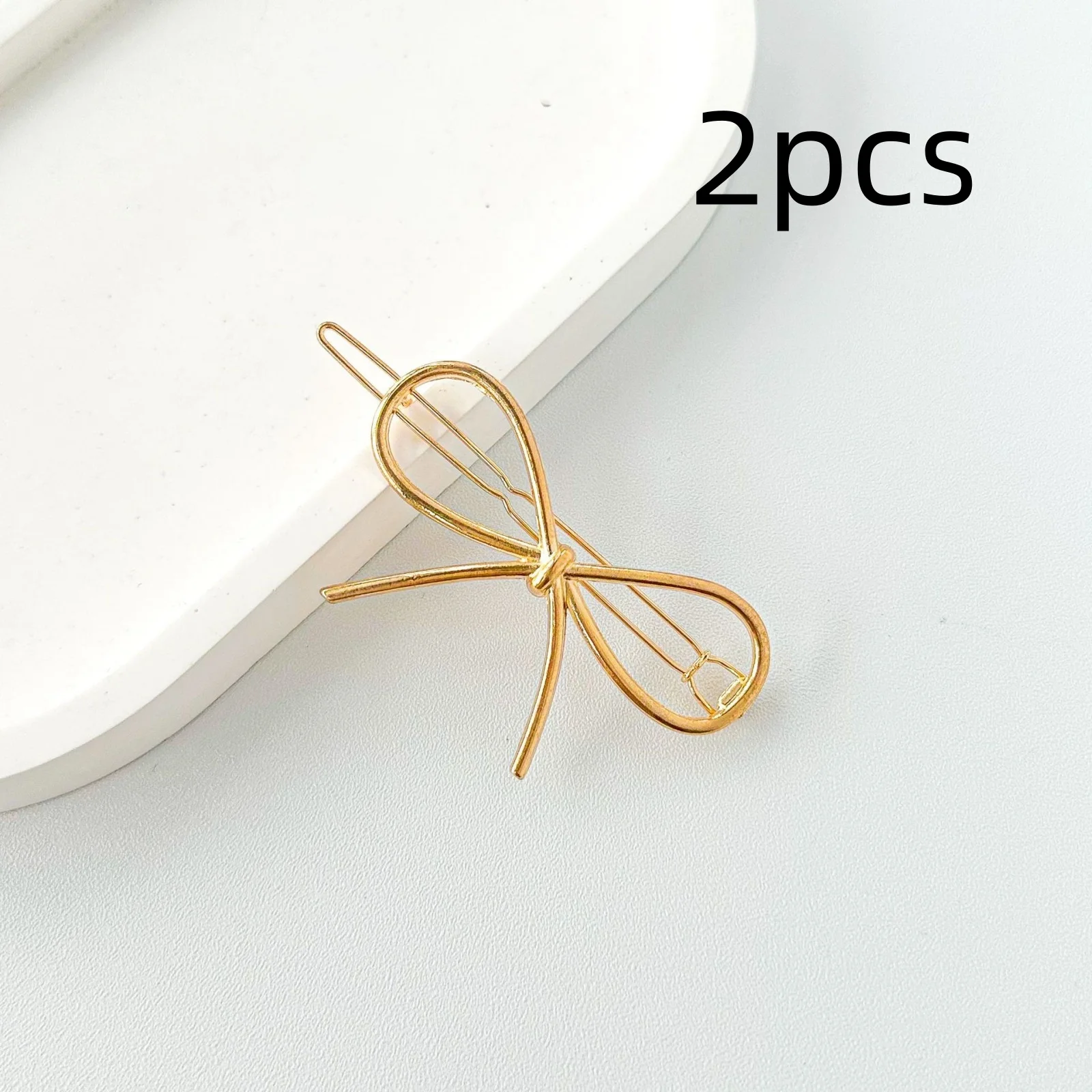 2pcs Bow Hair Clips for Women, Metal Alloy Hair Accessories, Cute Butterfly Knot Design, Stylish Hairpins for Daily & Party Use