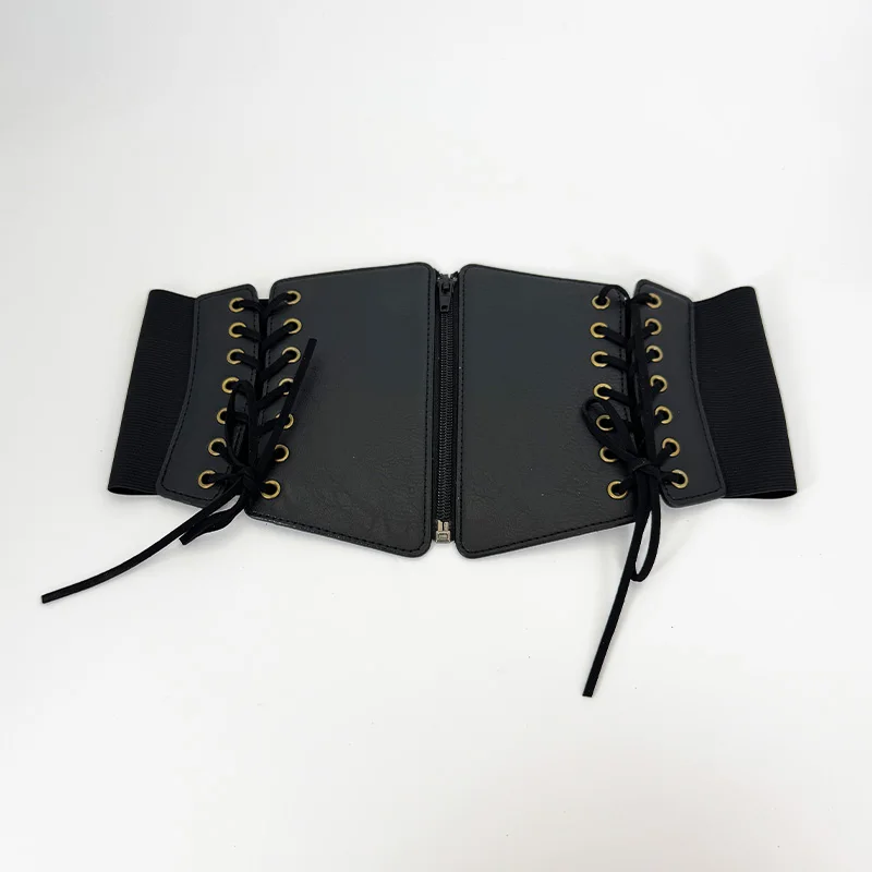 Lace Up Front Corset Belt For Women Punk Wide Belt Female Slimming Body Elastic Bustier Waistband Hip Hop Gothic Dress Girdle