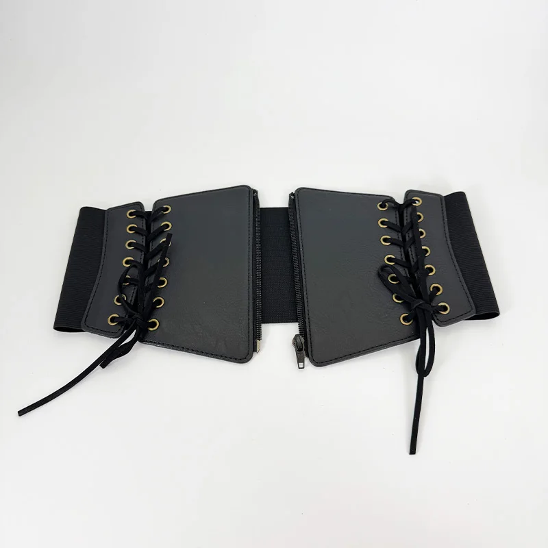 Lace Up Front Corset Belt For Women Punk Wide Belt Female Slimming Body Elastic Bustier Waistband Hip Hop Gothic Dress Girdle
