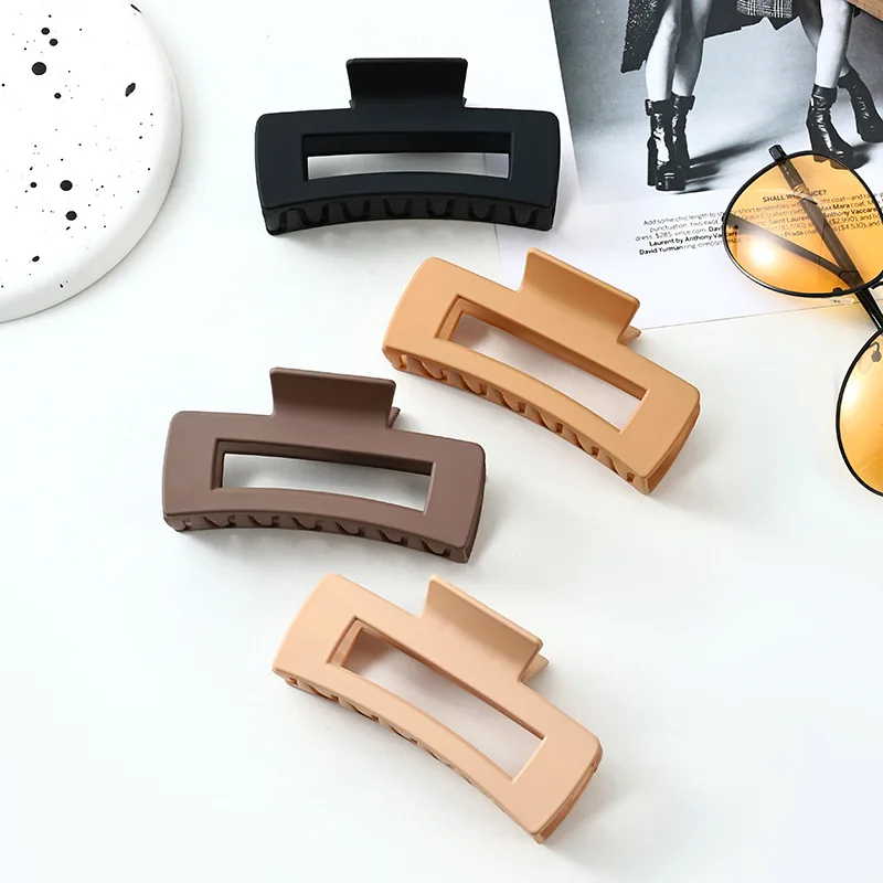 4PCS Claw Clip Set - Large-sized Claw Clips, Rubber Paint Non-marking Clips, Square Hair Clips, Shark Clips, Anti-slip Clips