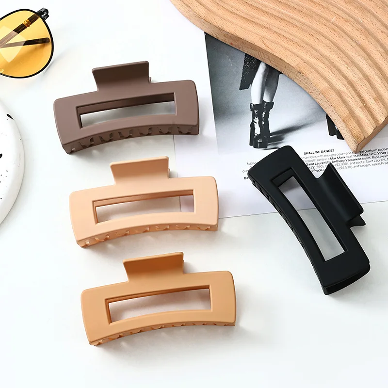 4PCS Claw Clip Set - Large-sized Claw Clips, Rubber Paint Non-marking Clips, Square Hair Clips, Shark Clips, Anti-slip Clips