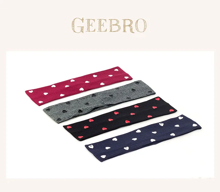 Women Colorful Heart Ribbed Headbands HairBands Casual Elastic Headwear Hair Accessories Ladies Girls Head Wraps Gift
