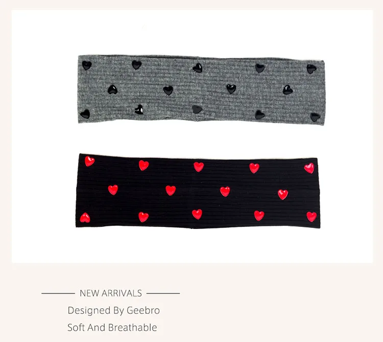 Women Colorful Heart Ribbed Headbands HairBands Casual Elastic Headwear Hair Accessories Ladies Girls Head Wraps Gift
