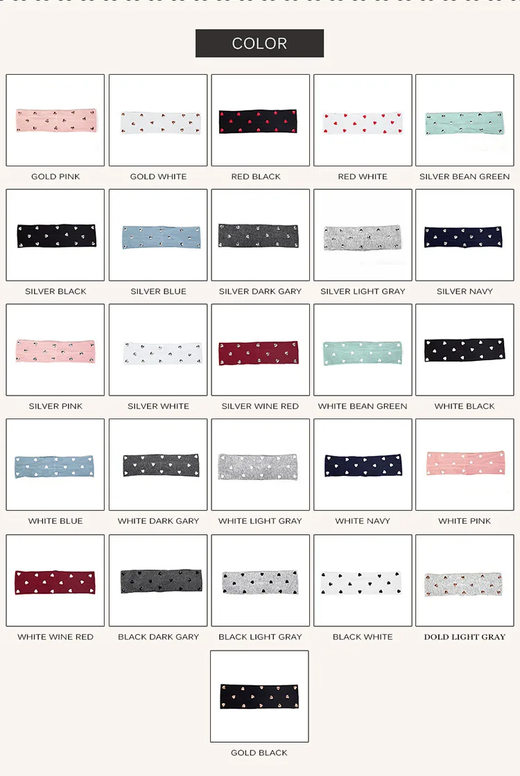 Women Colorful Heart Ribbed Headbands HairBands Casual Elastic Headwear Hair Accessories Ladies Girls Head Wraps Gift