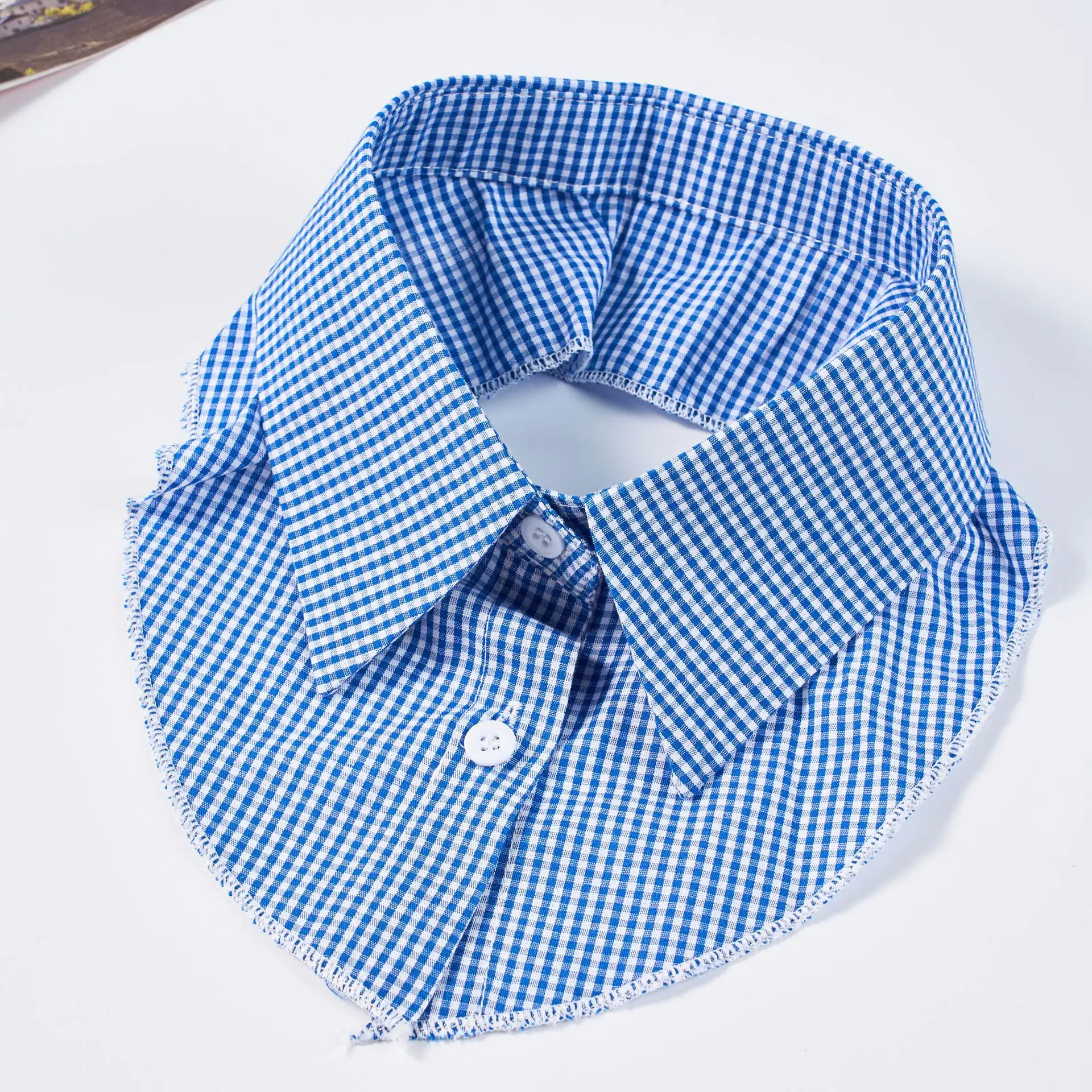 Fashion simple striped plaid collar with sleeves three-piece set inner sweater T-shirt fake collar unisex