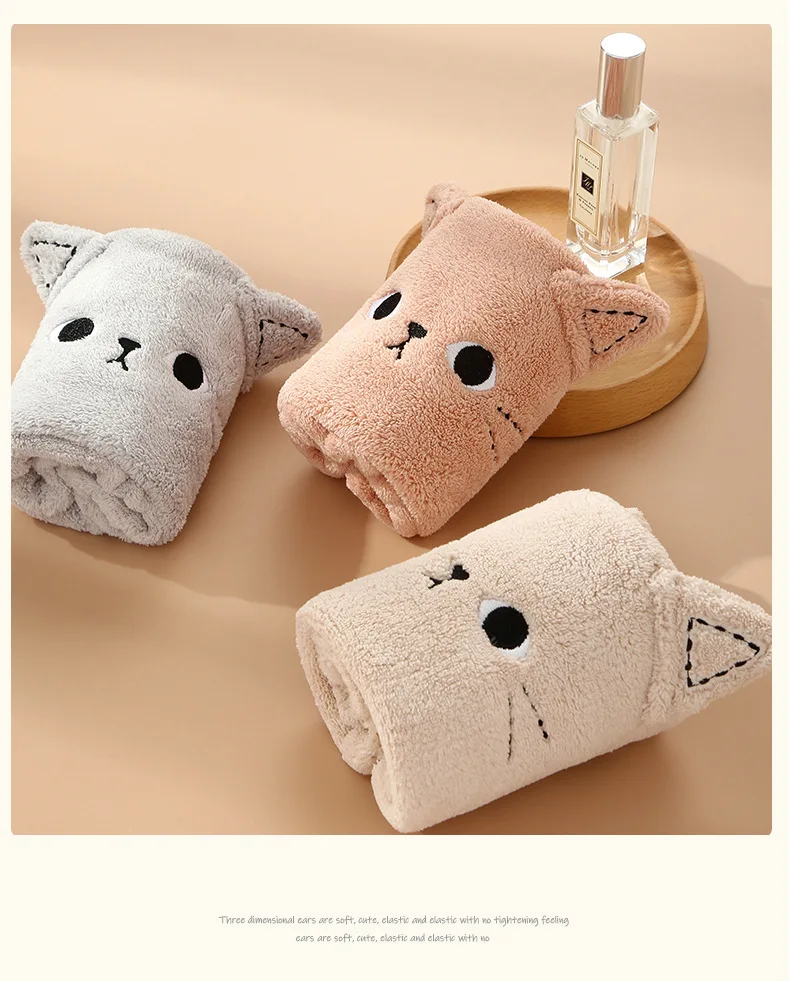 Cat Coral Fleece Head Bands for Women Cute Soft Hair Bows Headband Hairbands Wash Face Make Up Turbans Bandage Girls Accessories