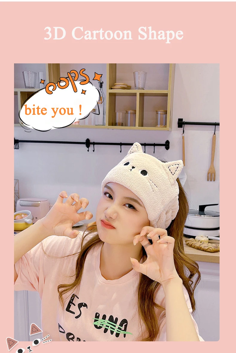 Cat Coral Fleece Head Bands for Women Cute Soft Hair Bows Headband Hairbands Wash Face Make Up Turbans Bandage Girls Accessories