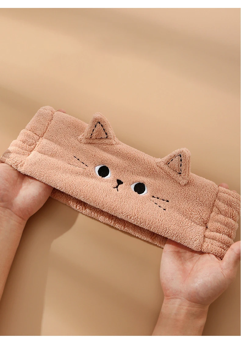 Cat Coral Fleece Head Bands for Women Cute Soft Hair Bows Headband Hairbands Wash Face Make Up Turbans Bandage Girls Accessories