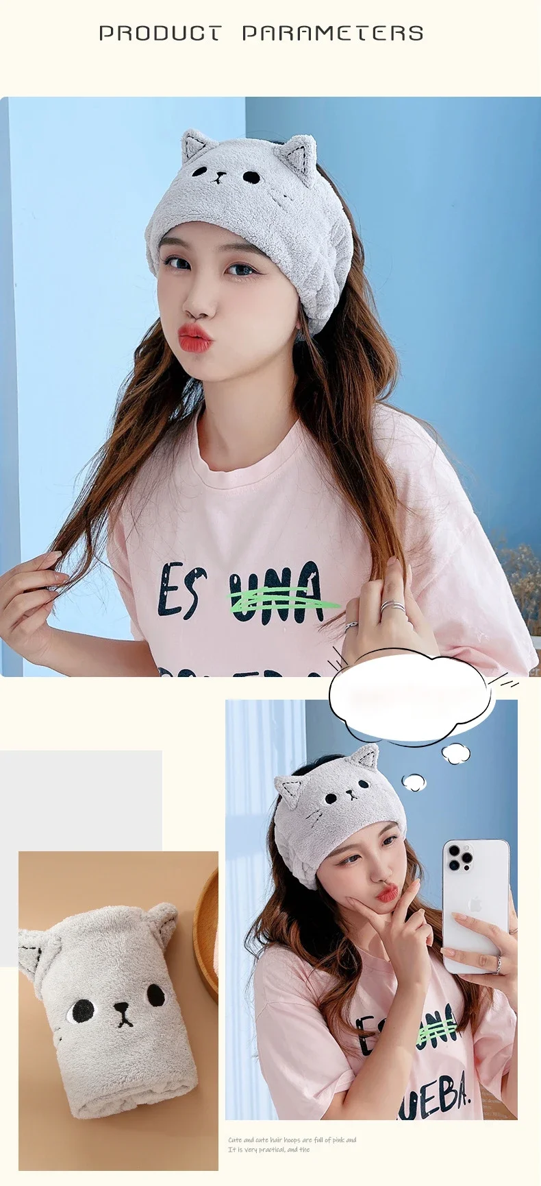 Cat Coral Fleece Head Bands for Women Cute Soft Hair Bows Headband Hairbands Wash Face Make Up Turbans Bandage Girls Accessories
