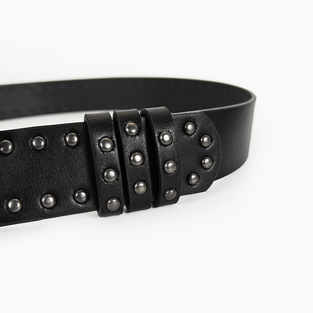 Unisex Jeans Belt Female Punk Gothic Wide Belts For Women Luxury Designer Brand Cross Men's belt Male Balck Rivet Waistband Male