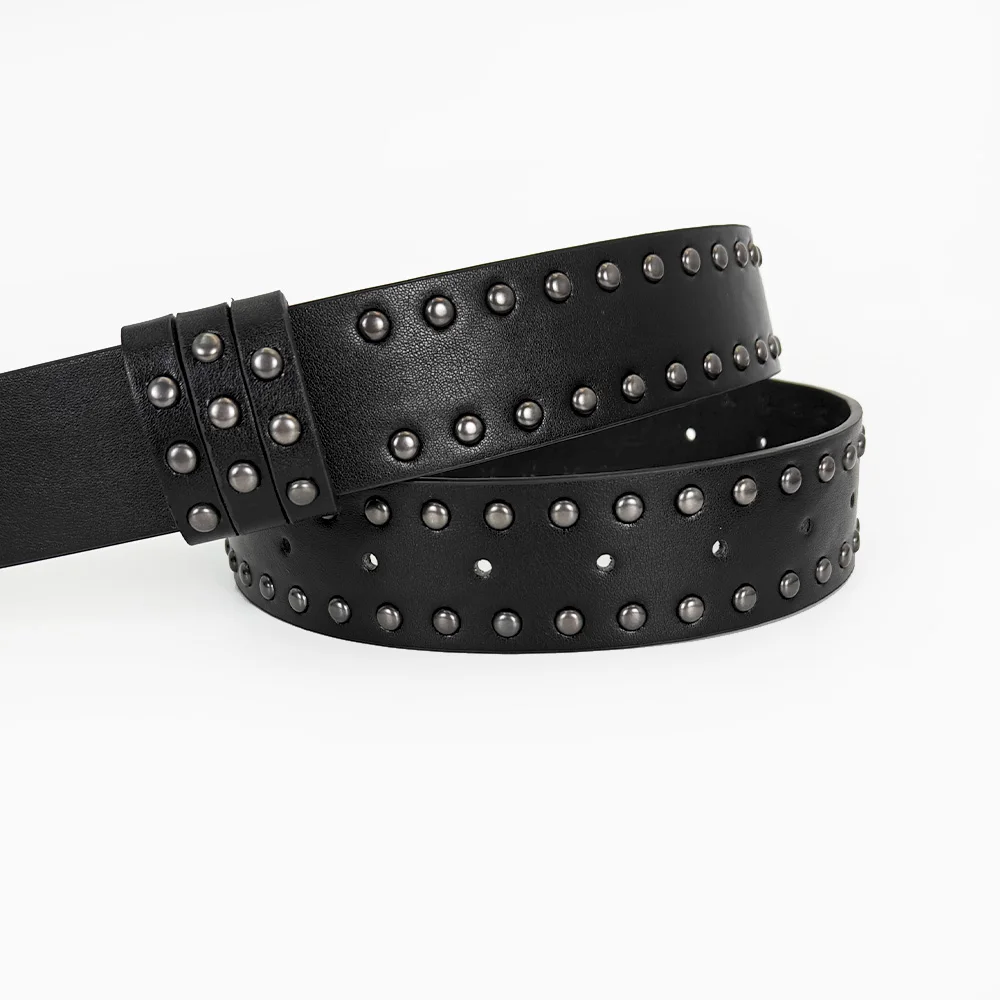 Unisex Jeans Belt Female Punk Gothic Wide Belts For Women Luxury Designer Brand Cross Men's belt Male Balck Rivet Waistband Male