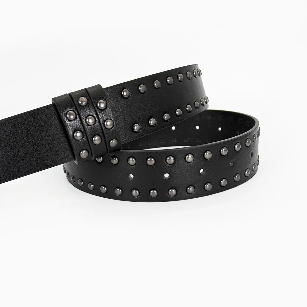 Unisex Jeans Belt Female Punk Gothic Wide Belts For Women Luxury Designer Brand Cross Men's belt Male Balck Rivet Waistband Male