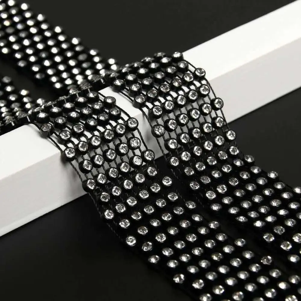 Lightweight 90/130/150cm Rhinestone Tie Black/White Long Necktie Shiny Exquisite Dazzling Embellished Tie Unisex