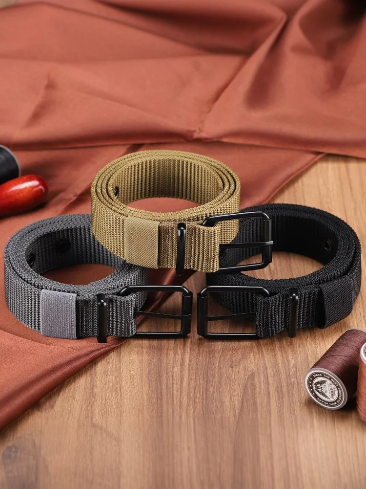 Men's Belt Porous Canvas Pin Buckle Leather Belt Outdoor Sports Belt Women's Trendy Eyelet Belt With Jeans Belt For Men Women