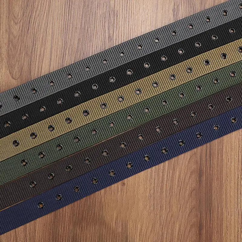Men's Belt Porous Canvas Pin Buckle Leather Belt Outdoor Sports Belt Women's Trendy Eyelet Belt With Jeans Belt For Men Women