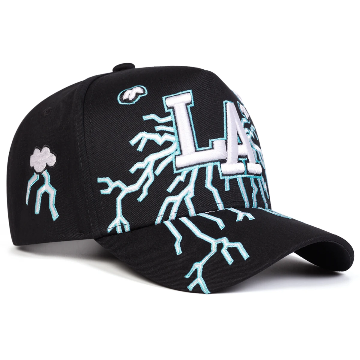 Unisex LA Embroidery Lightning Baseball Caps Spring Autumn Outdoor Adjustable Casual Hats Sunscreen Hat Sports Cap