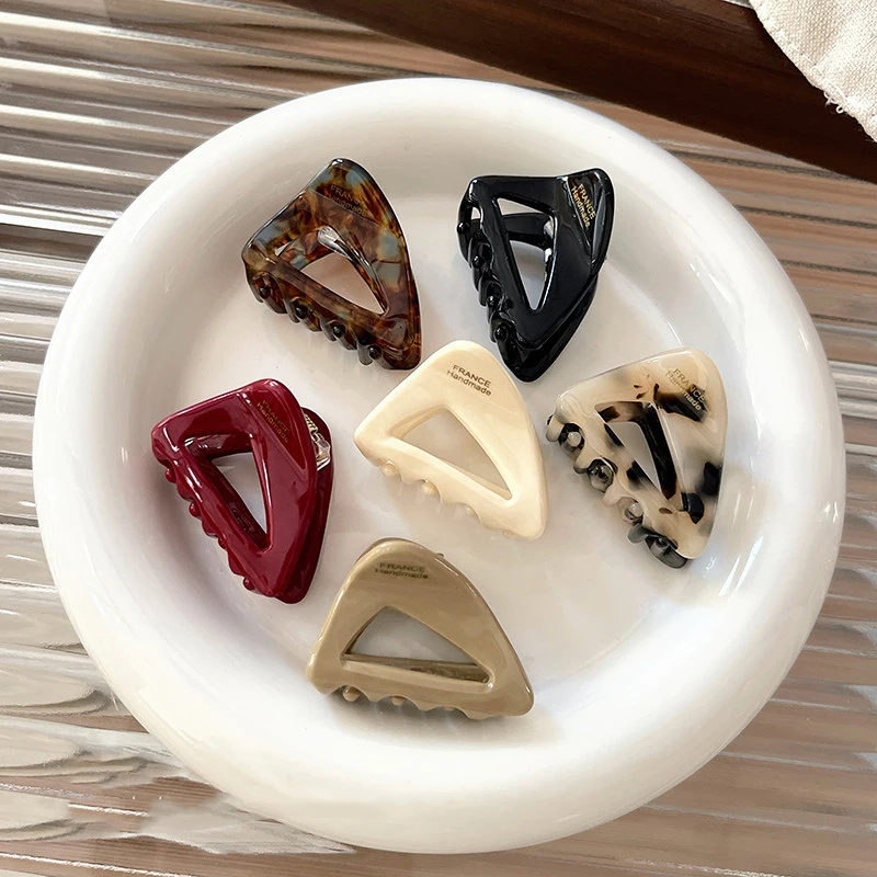 Women's Small Triangular Acetic Acid Hair Clip - Delicate Hair Accessories