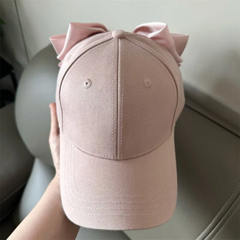 Lovely Big BowKnot Baseball Cap Versatile Girl's Streetwear Bowknot Hat Adjustable Cotton Snapback Casual Sun Hat Visors Hat
