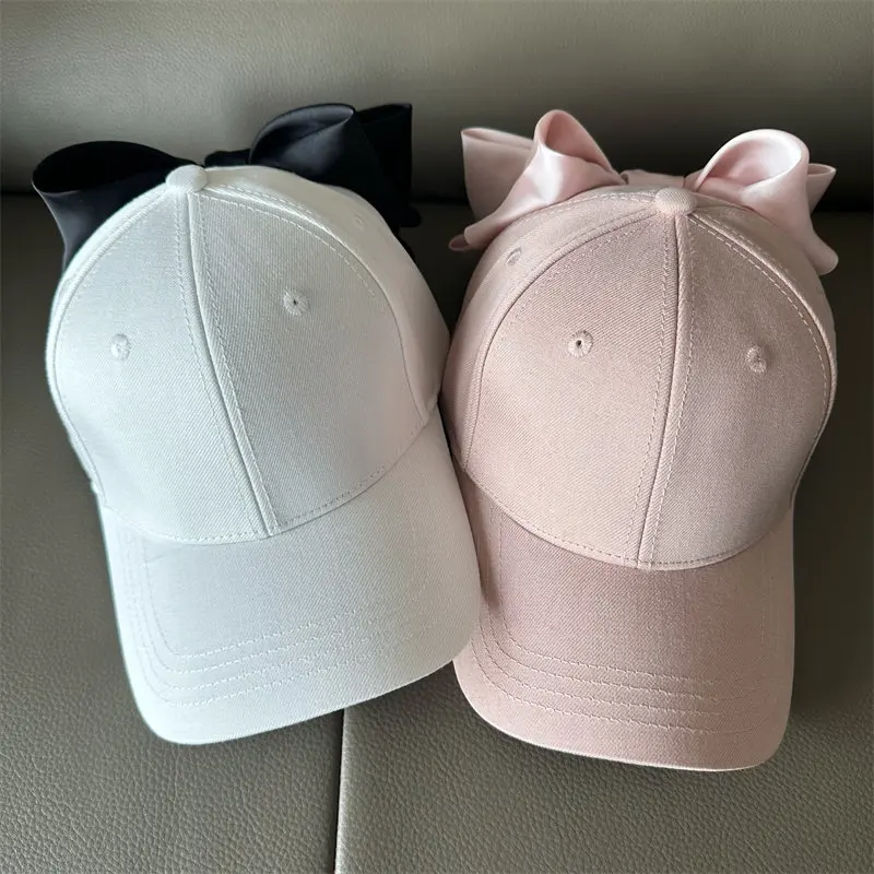 Lovely Big BowKnot Baseball Cap Versatile Girl's Streetwear Bowknot Hat Adjustable Cotton Snapback Casual Sun Hat Visors Hat