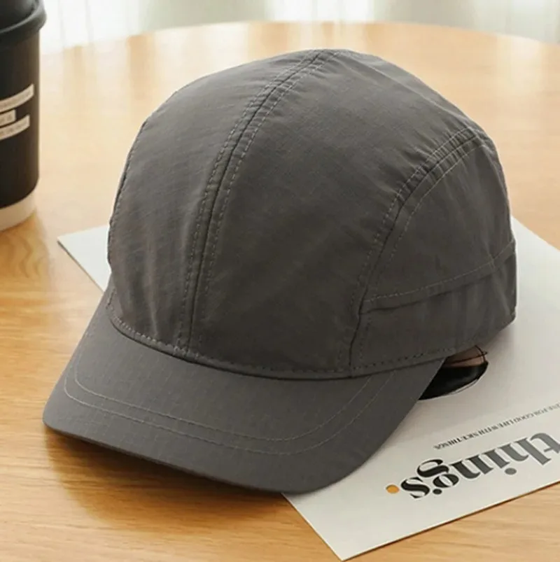 2026 Short-Brimmed Solid Color Baseball Cap Lightweight Quick-Dry Polyester Adjustable Buckle Closure Sun Protection Breathable