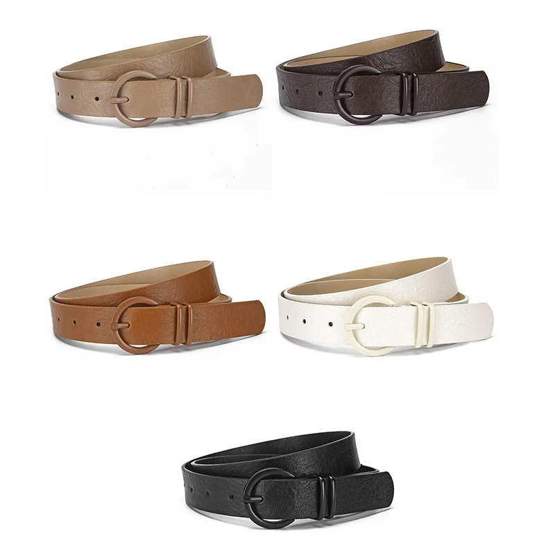 1spc Korean Version Women's Belt PU Spray Paint Needle Buckle Belt Fashionable Personality Versatile Jeans Belt