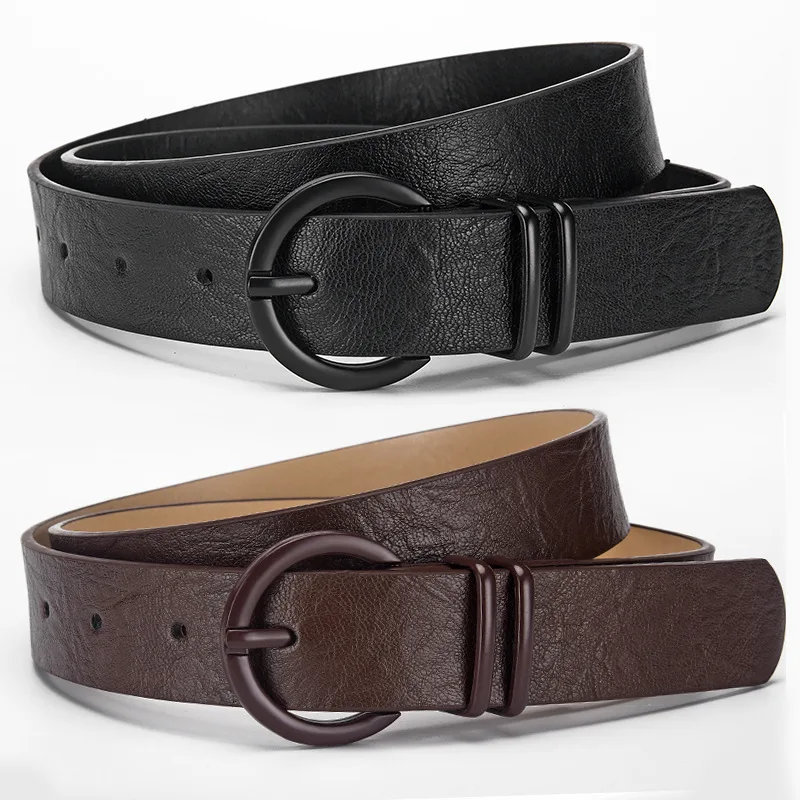 1spc Korean Version Women's Belt PU Spray Paint Needle Buckle Belt Fashionable Personality Versatile Jeans Belt
