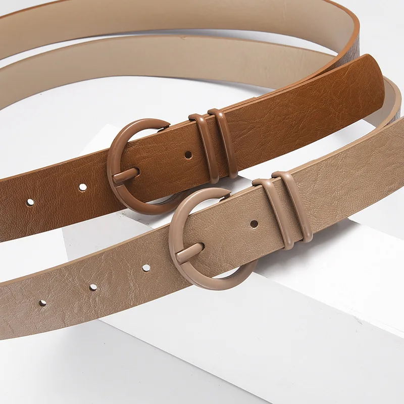 1spc Korean Version Women's Belt PU Spray Paint Needle Buckle Belt Fashionable Personality Versatile Jeans Belt