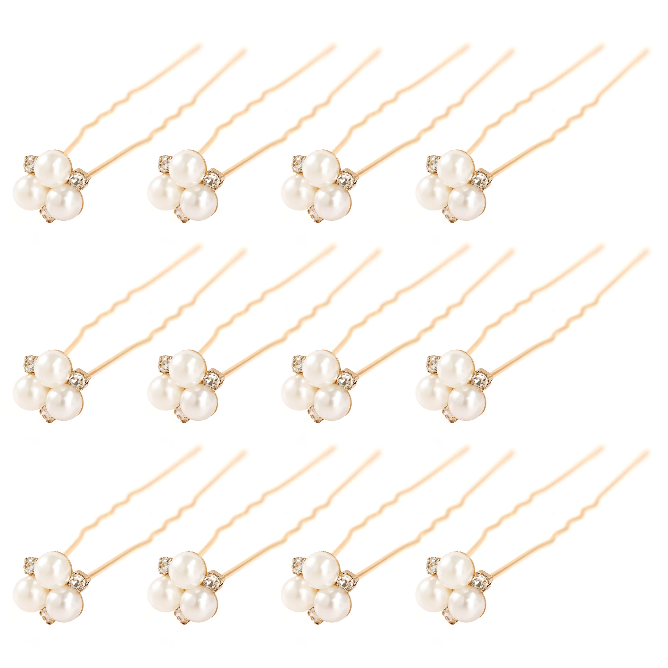12Pcs/Set Elegant Pearl Crystal Wedding Hair Pins for Women Flower U-Shape Hair Clips Bridal Hair Accessories Jewelry Gifts