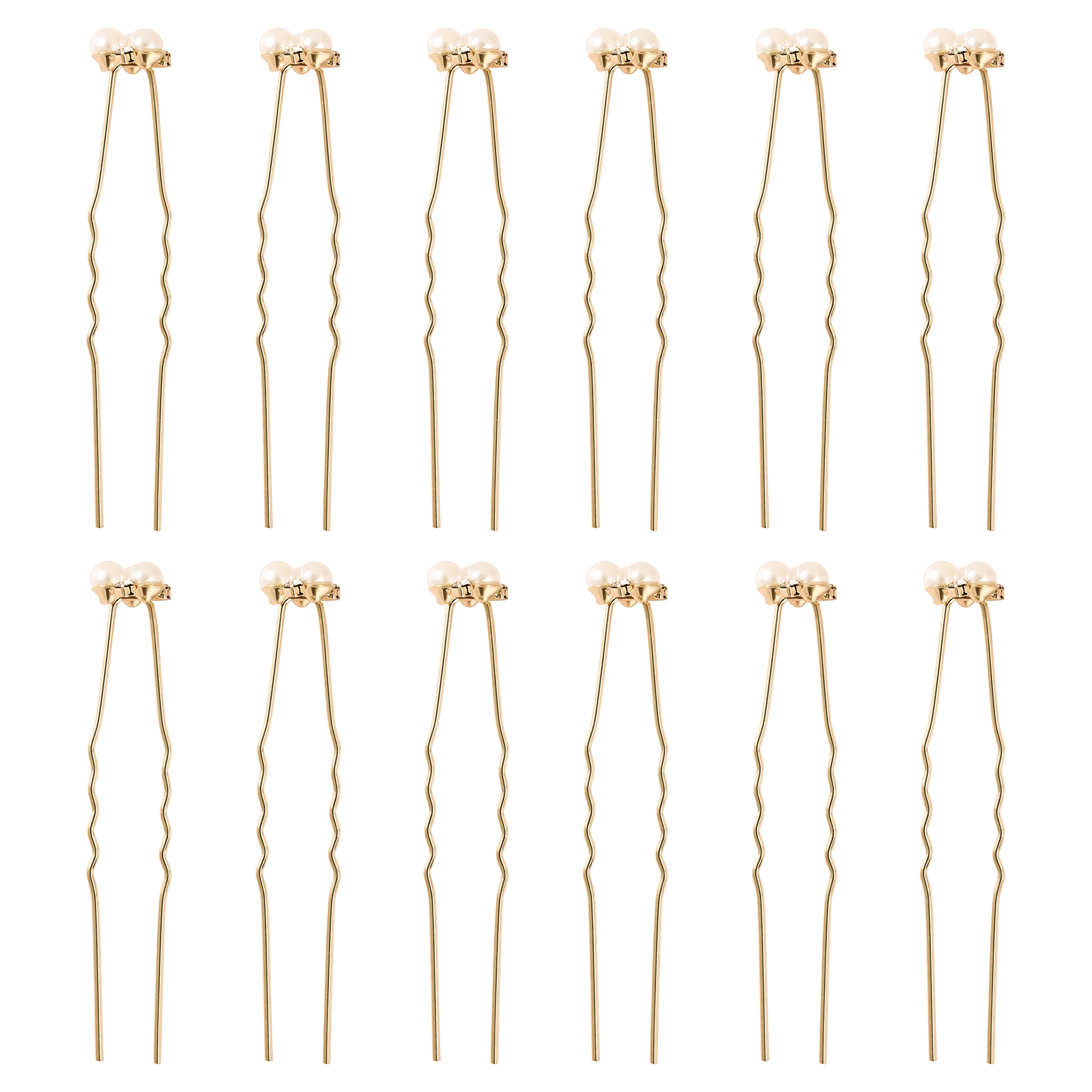 12Pcs/Set Elegant Pearl Crystal Wedding Hair Pins for Women Flower U-Shape Hair Clips Bridal Hair Accessories Jewelry Gifts