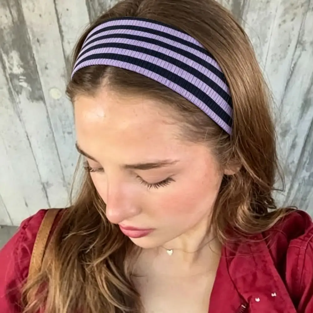 Fashion Striped Elastic Hair Band Sweat-absorbing Soft Wide Hairband Hair Accessories Non-slip Sports Headband