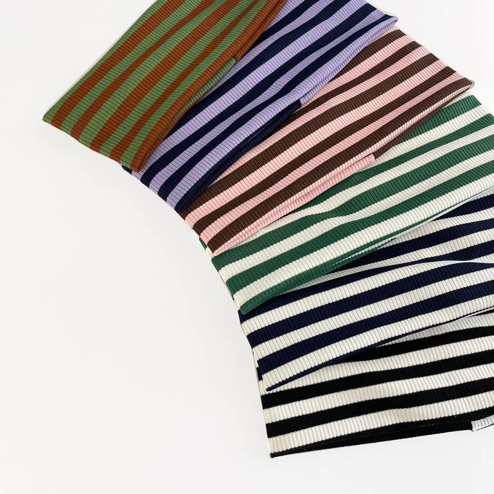 Fashion Striped Elastic Hair Band Sweat-absorbing Soft Wide Hairband Hair Accessories Non-slip Sports Headband