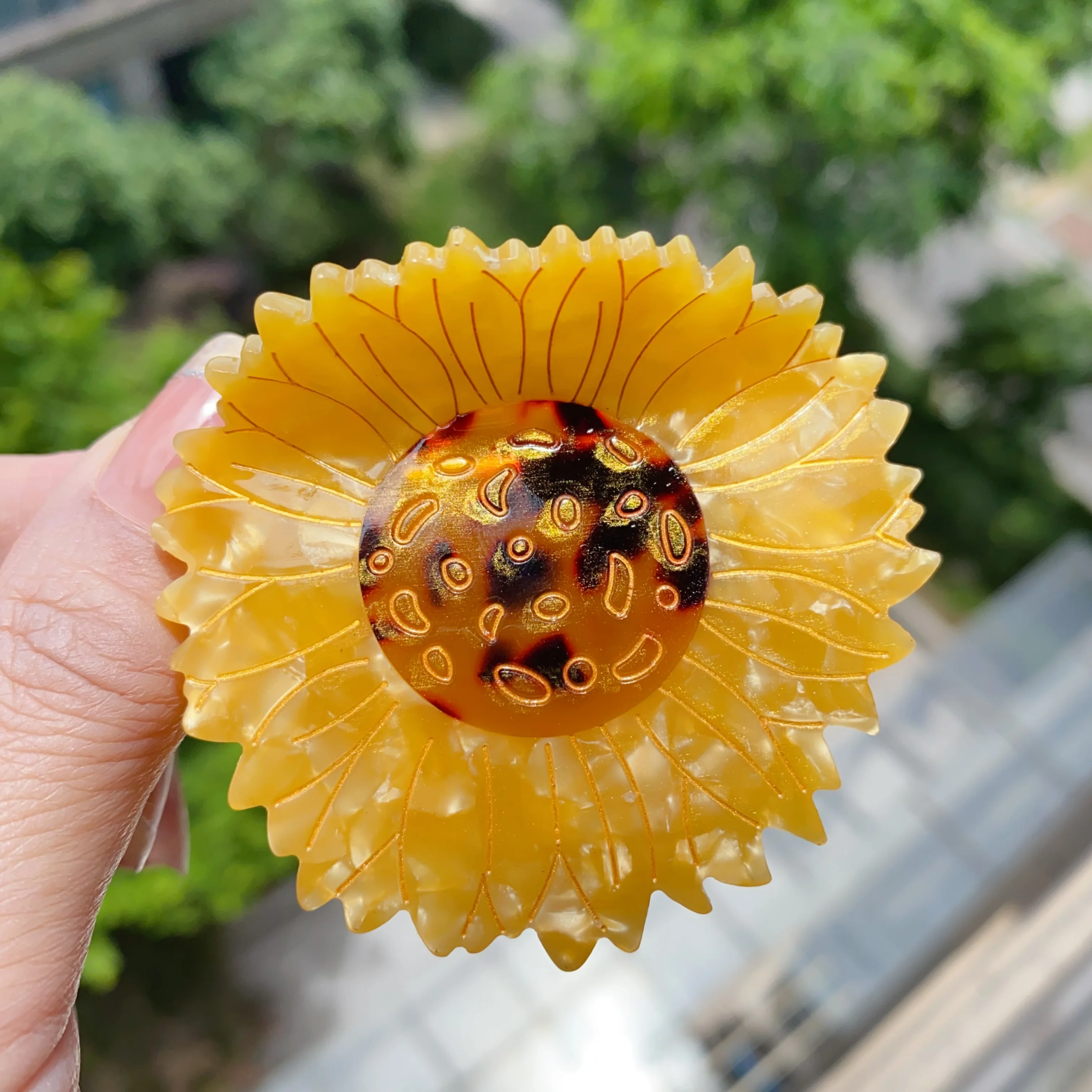 Flower Acetate Hair Claw Clips, Sunflower Cherry Blossom Lily Shark Clips