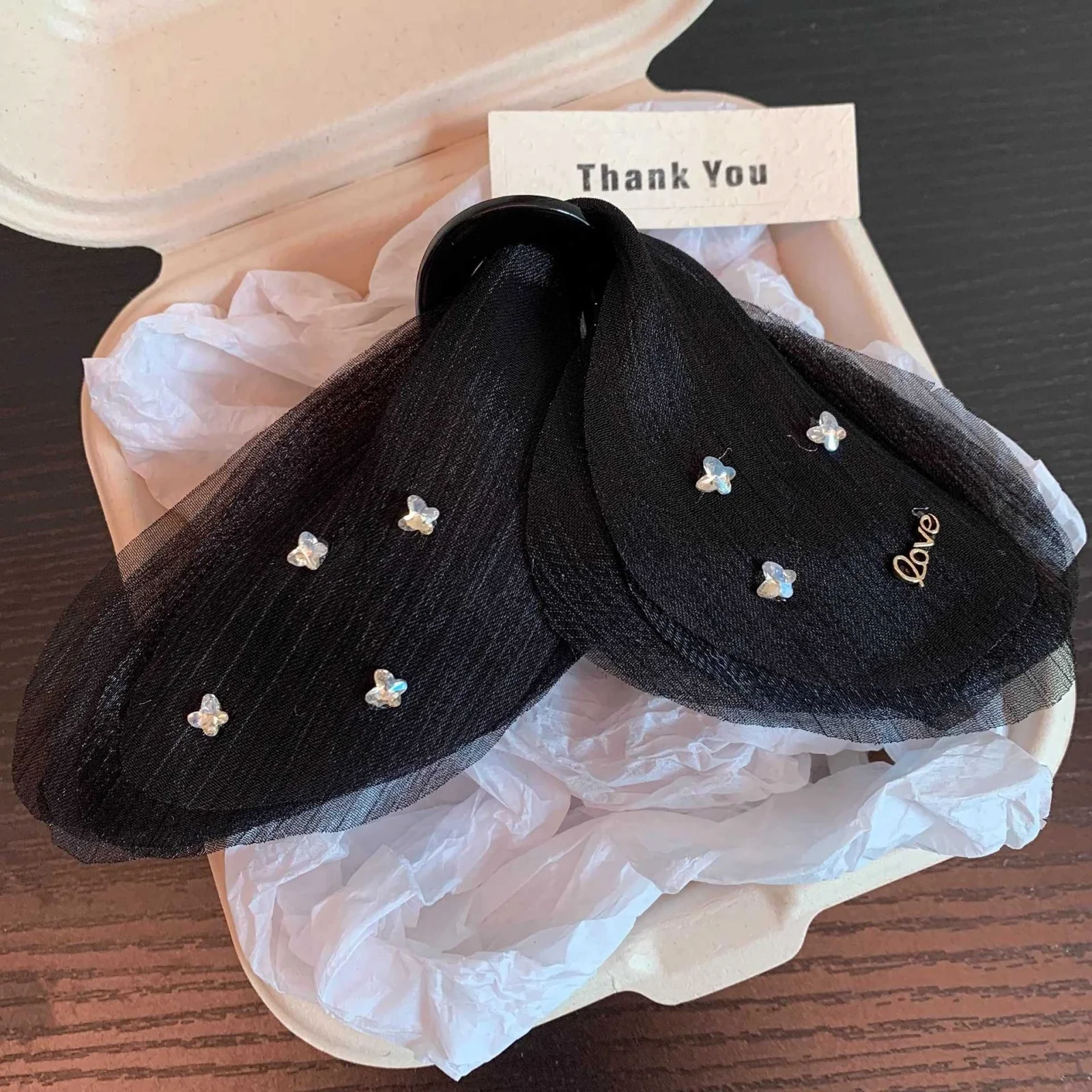 1PC Dreamy Butterfly Shiny Gauze Hair Claw, Elegant French Shark Clip, Delicate Back Head Fairy Hair Accessories For Women