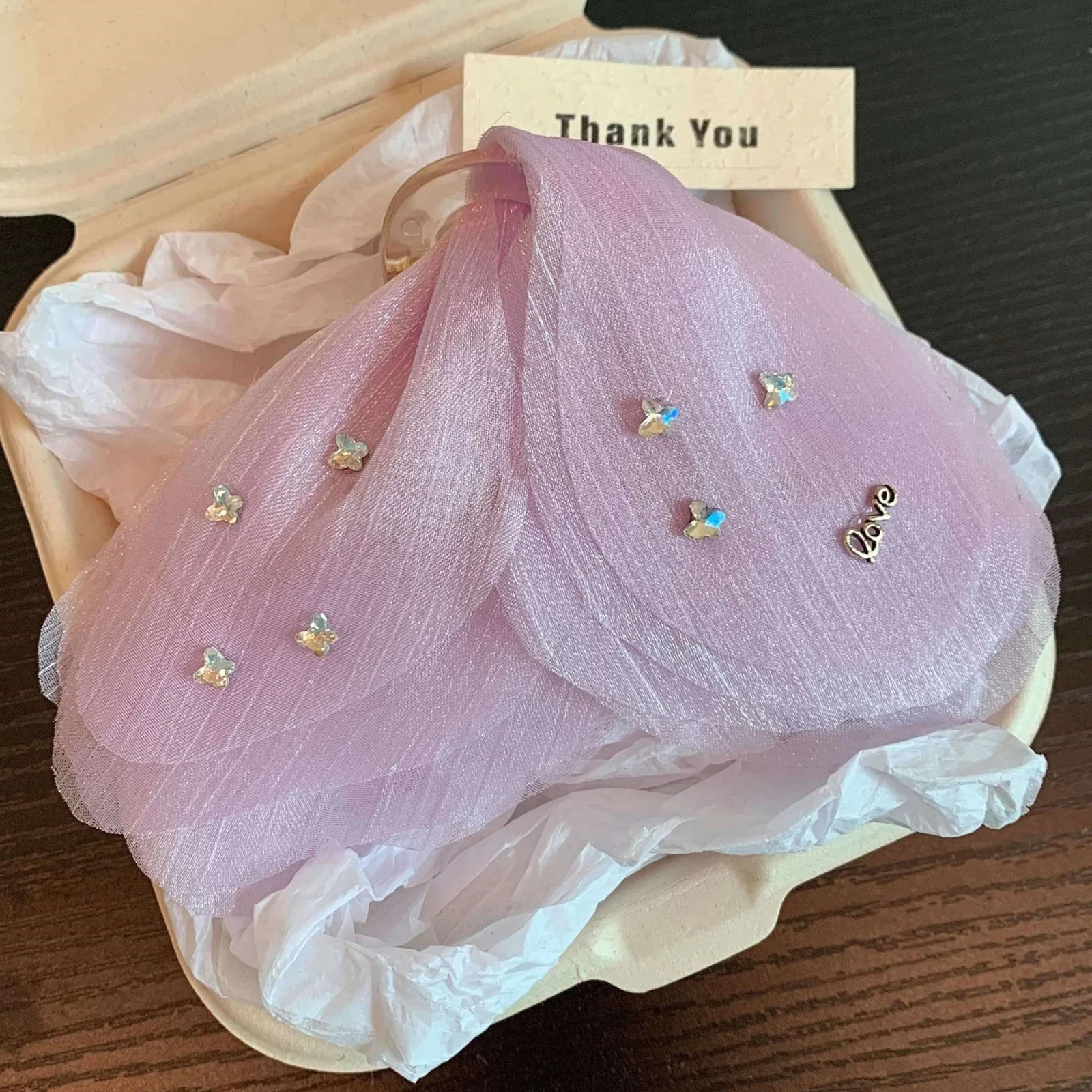 1PC Dreamy Butterfly Shiny Gauze Hair Claw, Elegant French Shark Clip, Delicate Back Head Fairy Hair Accessories For Women